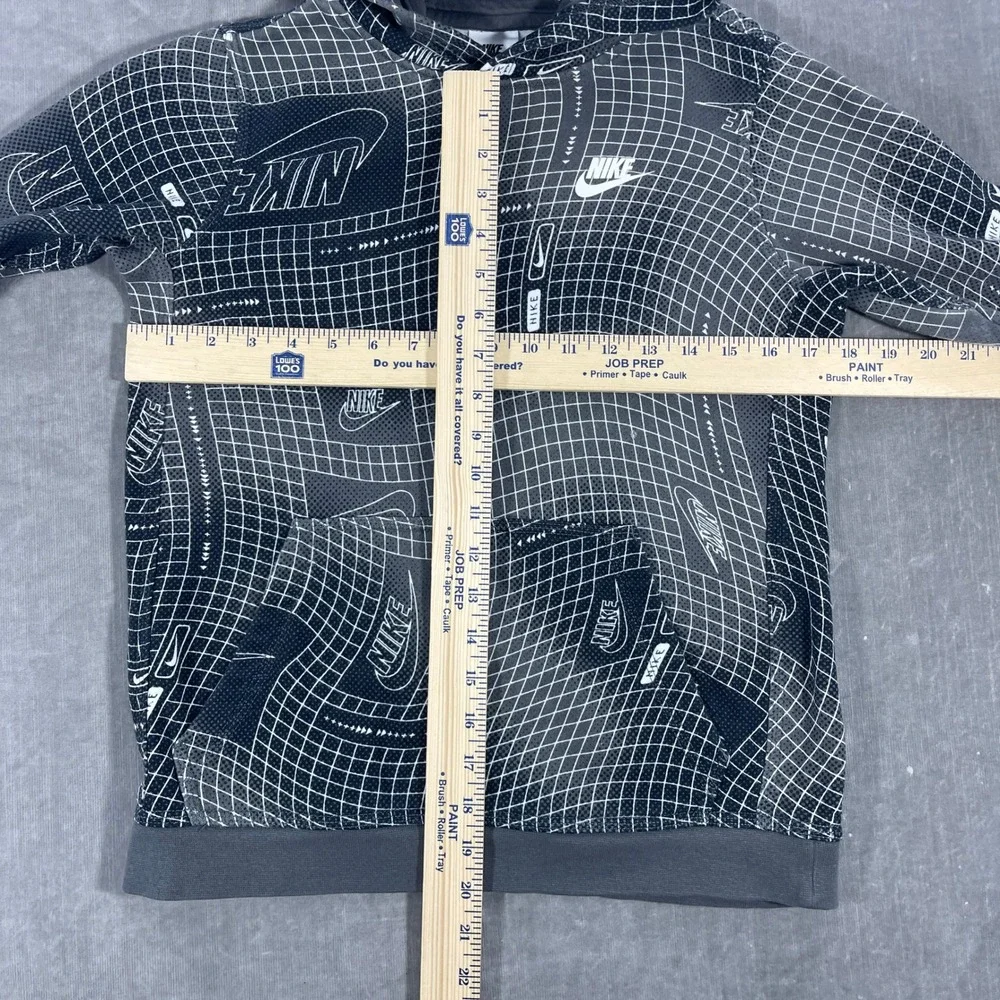 Nike Kids Large Black White Graphic Grid Pullover Hoodie‎
